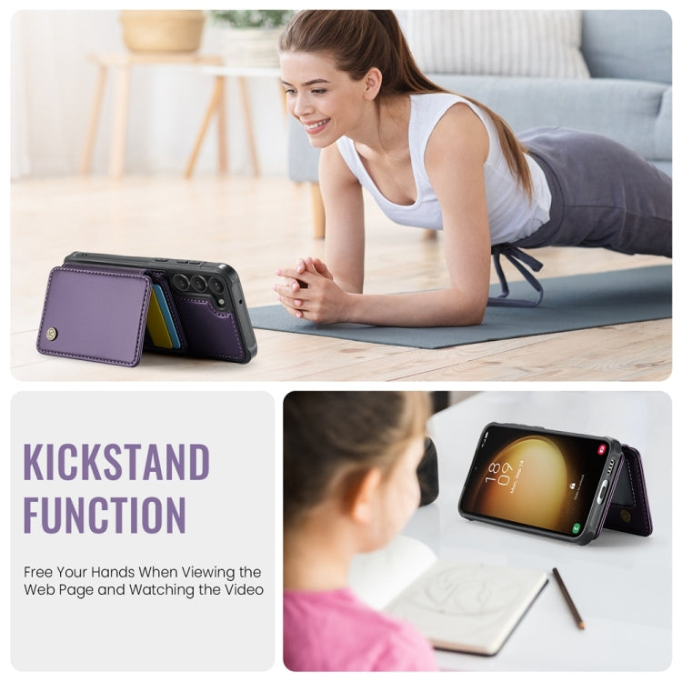 For Samsung Galaxy S23+ 5G JEEHOOD J05 Business Magnetic Style RFID Leather Phone Case(Purple) - HoMEdemic™ 