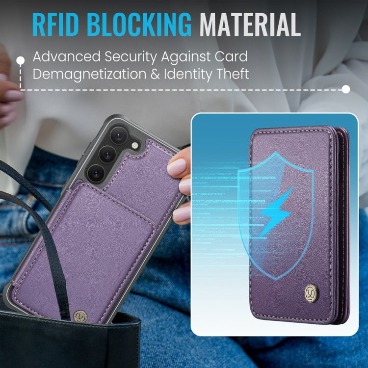 For Samsung Galaxy S23+ 5G JEEHOOD J05 Business Magnetic Style RFID Leather Phone Case(Purple) - HoMEdemic™ 
