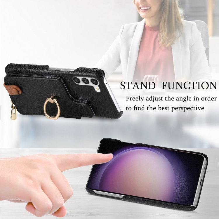 For Samsung Galaxy S23+ 5G Litchi Leather Oil Edge Ring Zipper Wallet Back Phone Case(Black) - HoMEdemic™ 