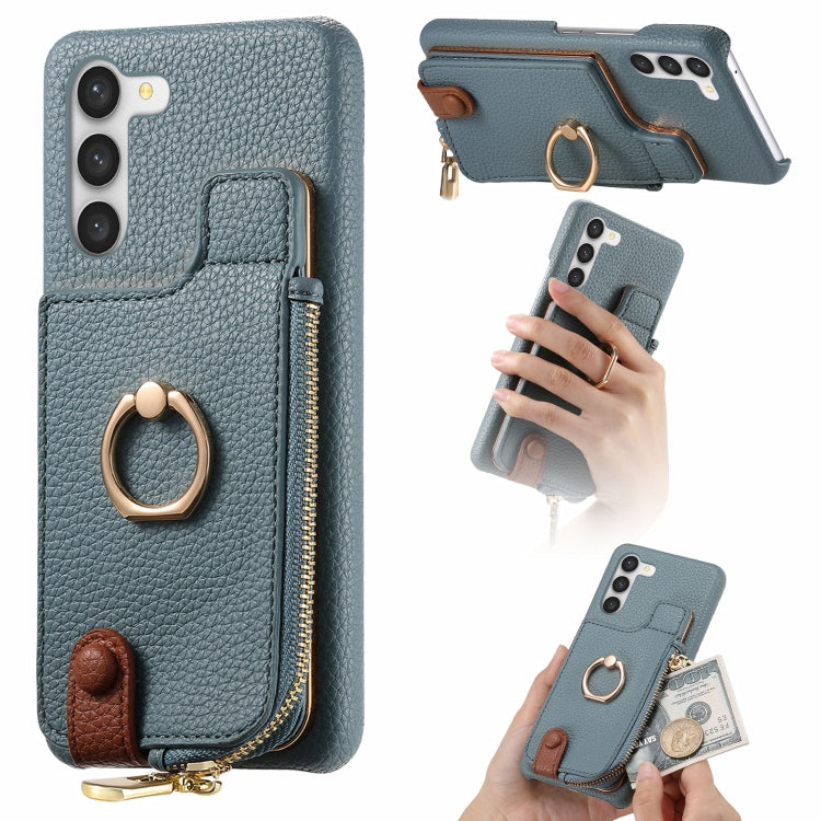 For Samsung Galaxy S23+ 5G Litchi Leather Oil Edge Ring Zipper Wallet Back Phone Case(Blue) - HoMEdemic™ 