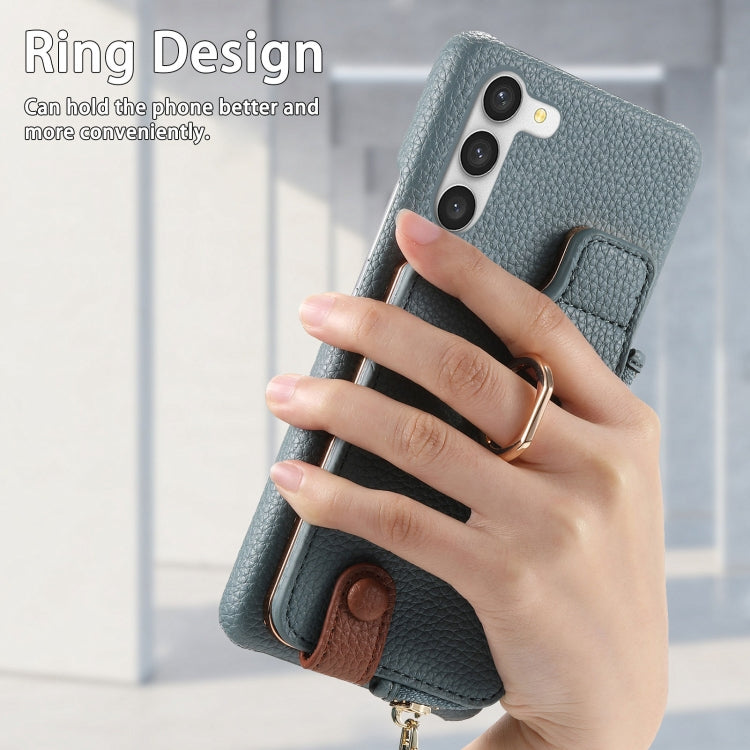 For Samsung Galaxy S23+ 5G Litchi Leather Oil Edge Ring Zipper Wallet Back Phone Case(Blue) - HoMEdemic™ 