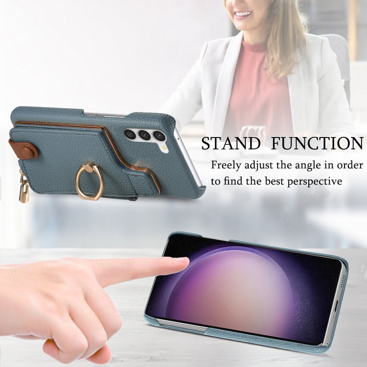 For Samsung Galaxy S23+ 5G Litchi Leather Oil Edge Ring Zipper Wallet Back Phone Case(Blue) - HoMEdemic™ 
