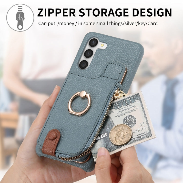 For Samsung Galaxy S23+ 5G Litchi Leather Oil Edge Ring Zipper Wallet Back Phone Case(Blue) - HoMEdemic™ 