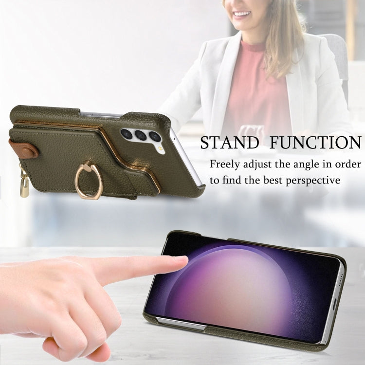 For Samsung Galaxy S23+ 5G Litchi Leather Oil Edge Ring Zipper Wallet Back Phone Case(Green) - HoMEdemic™ 
