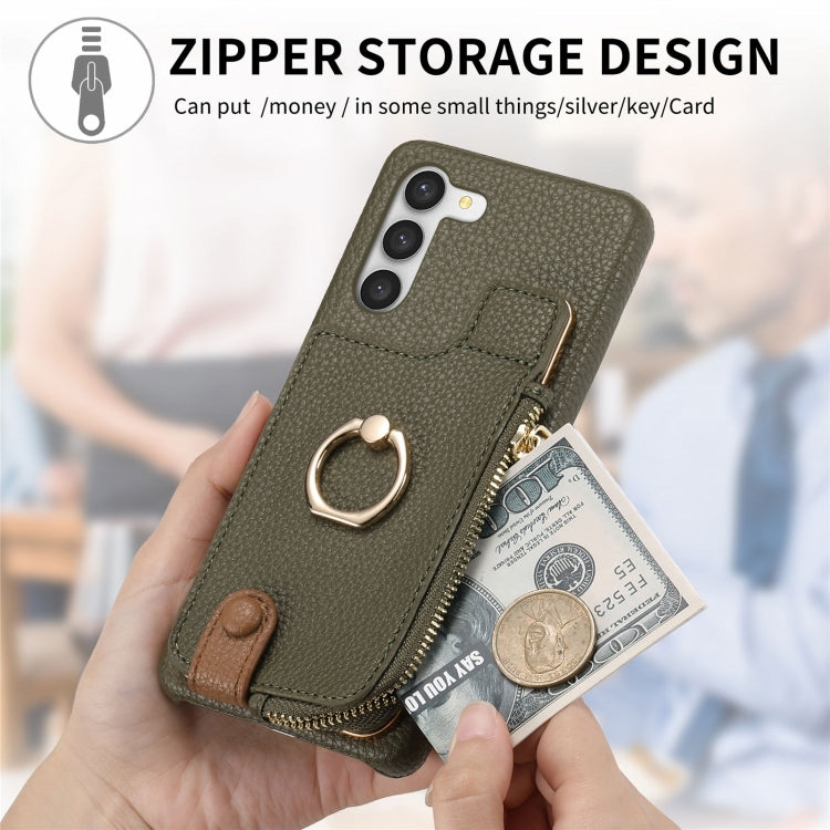 For Samsung Galaxy S23+ 5G Litchi Leather Oil Edge Ring Zipper Wallet Back Phone Case(Green) - HoMEdemic™ 