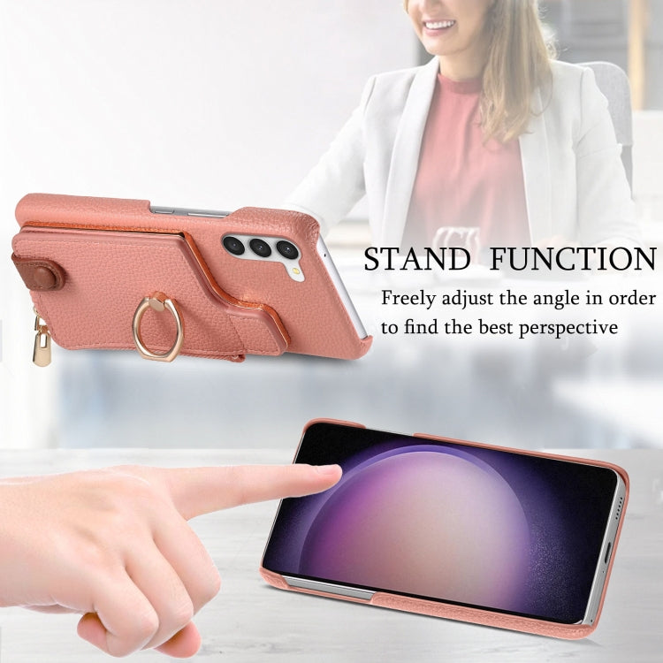 For Samsung Galaxy S23+ 5G Litchi Leather Oil Edge Ring Zipper Wallet Back Phone Case(Pink) - HoMEdemic™ 