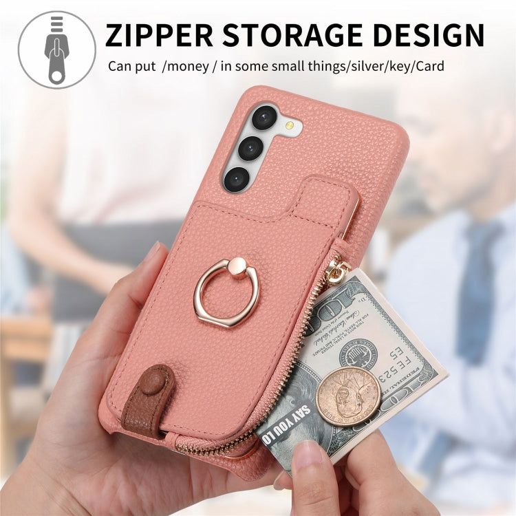 For Samsung Galaxy S23+ 5G Litchi Leather Oil Edge Ring Zipper Wallet Back Phone Case(Pink) - HoMEdemic™ 
