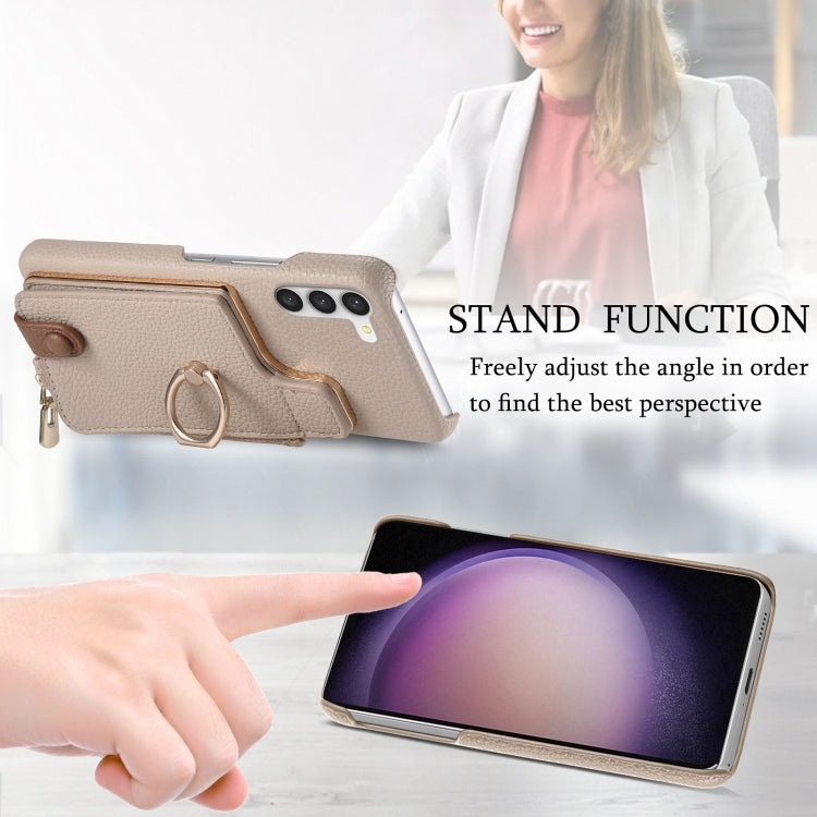 For Samsung Galaxy S23+ 5G Litchi Leather Oil Edge Ring Zipper Wallet Back Phone Case(White) - HoMEdemic™ 
