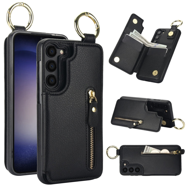 For Samsung Galaxy S23+ 5G Litchi Texture Zipper Double Buckle Card Bag Phone Case(Black) - HoMEdemic™ 