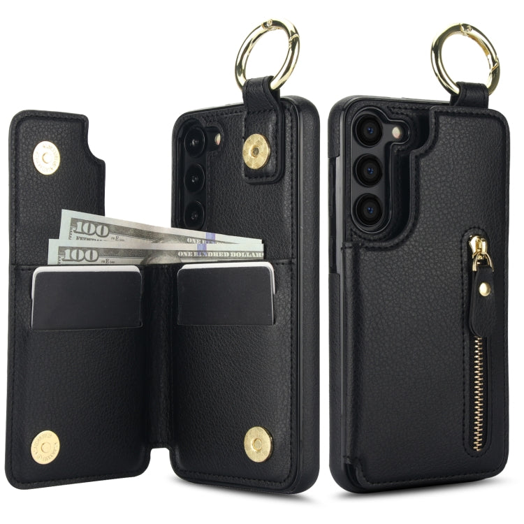 For Samsung Galaxy S23+ 5G Litchi Texture Zipper Double Buckle Card Bag Phone Case(Black) - HoMEdemic™ 