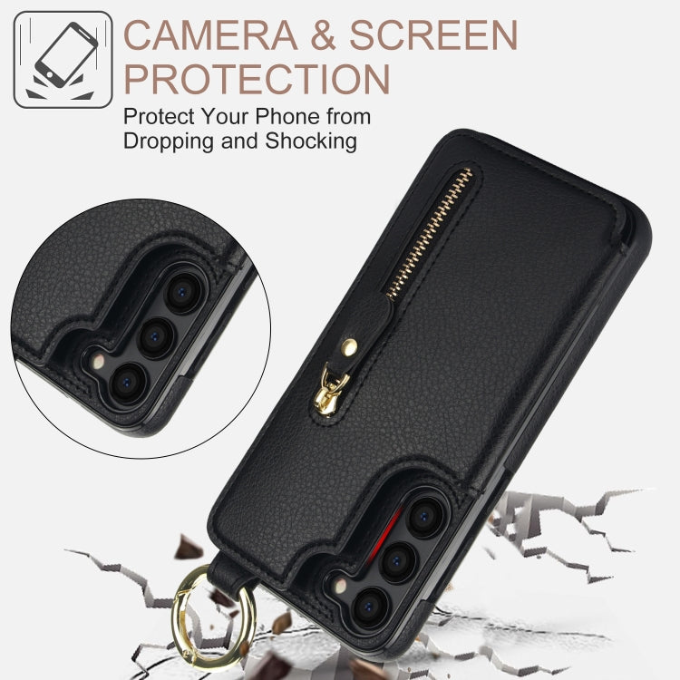 For Samsung Galaxy S23+ 5G Litchi Texture Zipper Double Buckle Card Bag Phone Case(Black) - HoMEdemic™ 