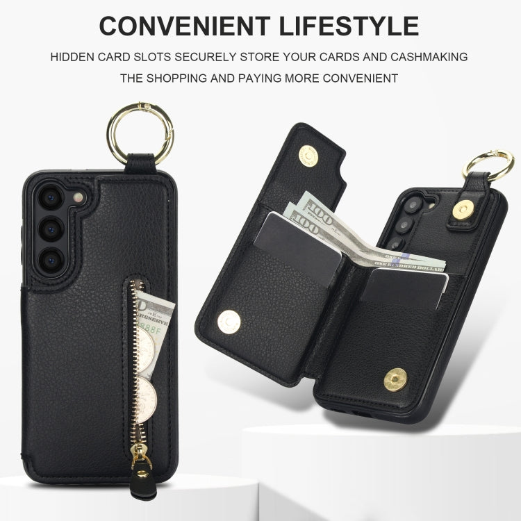 For Samsung Galaxy S23+ 5G Litchi Texture Zipper Double Buckle Card Bag Phone Case(Black) - HoMEdemic™ 