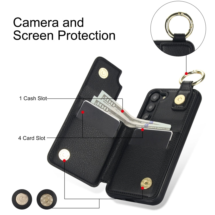 For Samsung Galaxy S23+ 5G Litchi Texture Zipper Double Buckle Card Bag Phone Case(Black) - HoMEdemic™ 