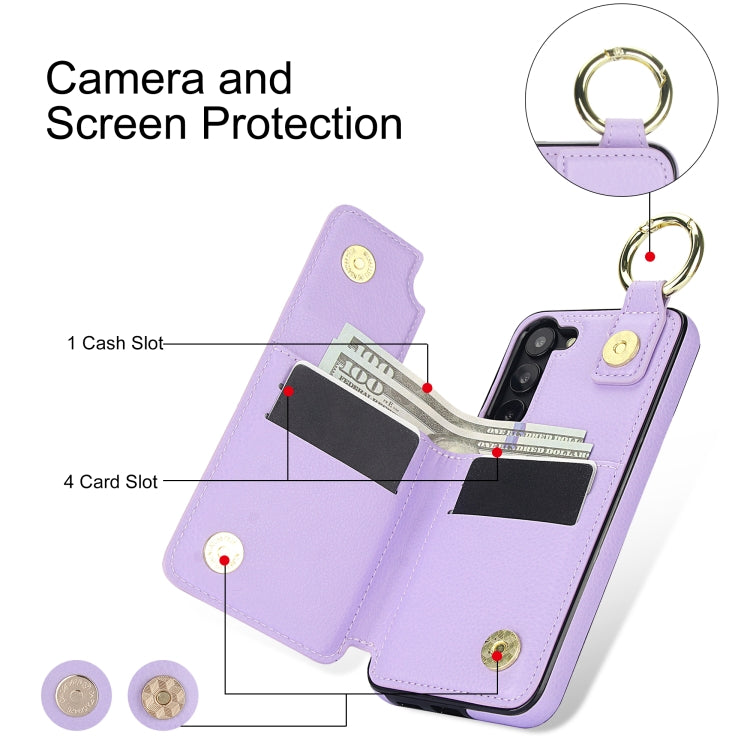 For Samsung Galaxy S23+ 5G Litchi Texture Zipper Double Buckle Card Bag Phone Case(Purple) - HoMEdemic™ 