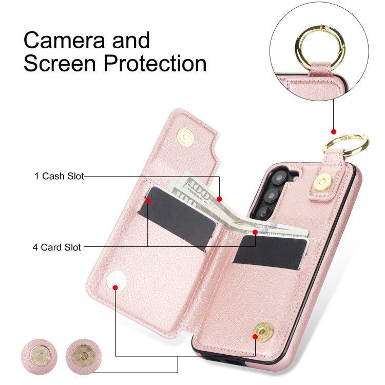 For Samsung Galaxy S23+ 5G Litchi Texture Zipper Double Buckle Card Bag Phone Case(Rose Gold) - HoMEdemic™ 