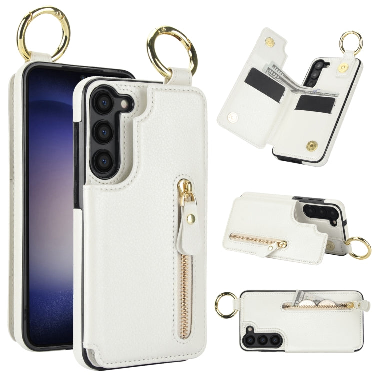 For Samsung Galaxy S23+ 5G Litchi Texture Zipper Double Buckle Card Bag Phone Case(White) - HoMEdemic™ 