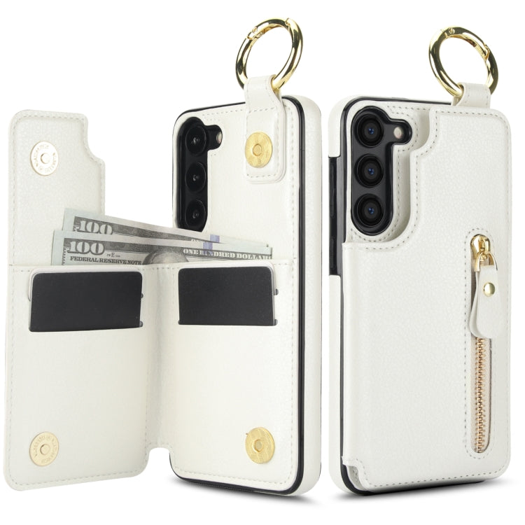 For Samsung Galaxy S23+ 5G Litchi Texture Zipper Double Buckle Card Bag Phone Case(White) - HoMEdemic™ 