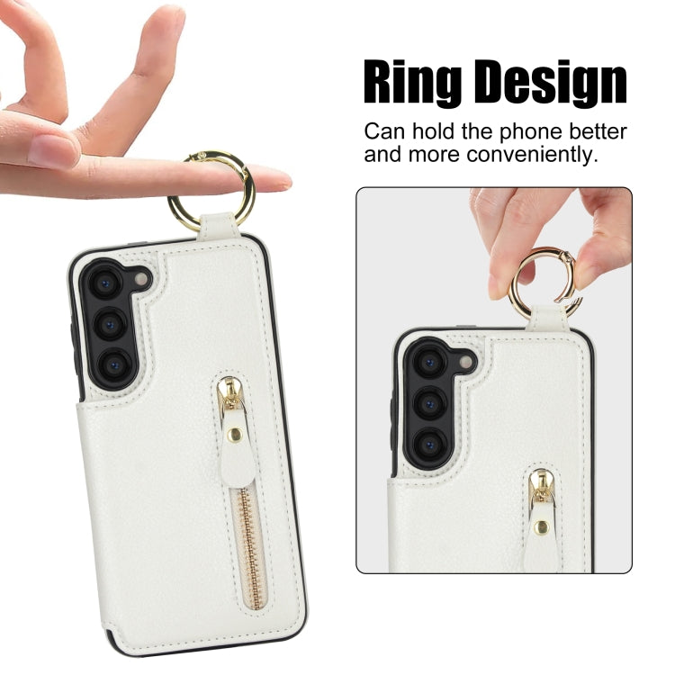 For Samsung Galaxy S23+ 5G Litchi Texture Zipper Double Buckle Card Bag Phone Case(White) - HoMEdemic™ 