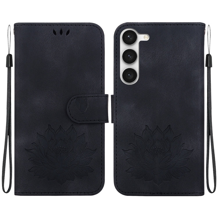 For Samsung Galaxy S23+ 5G Lotus Embossed Leather Phone Case(Black) - HoMEdemic™ 