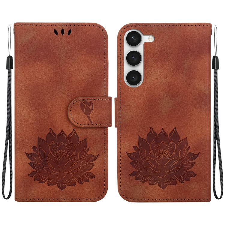 For Samsung Galaxy S23+ 5G Lotus Embossed Leather Phone Case(Brown) - HoMEdemic™ 