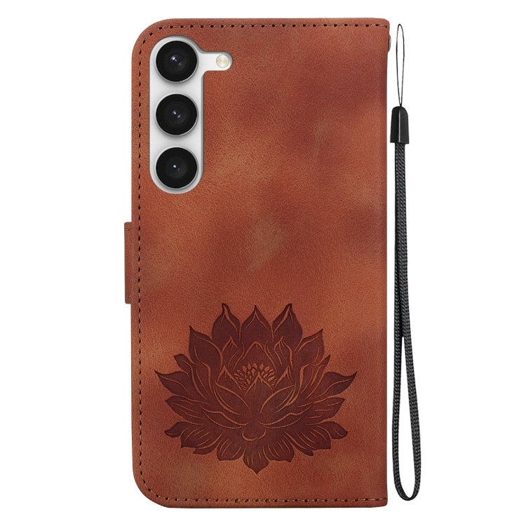 For Samsung Galaxy S23+ 5G Lotus Embossed Leather Phone Case(Brown) - HoMEdemic™ 