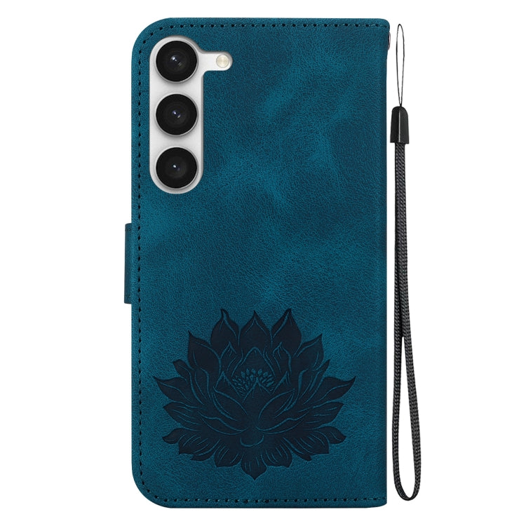 For Samsung Galaxy S23+ 5G Lotus Embossed Leather Phone Case(Dark Blue) - HoMEdemic™ 