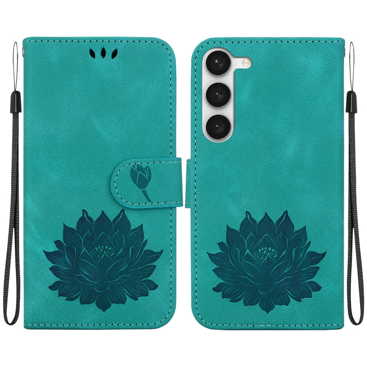For Samsung Galaxy S23+ 5G Lotus Embossed Leather Phone Case(Green) - HoMEdemic™ 
