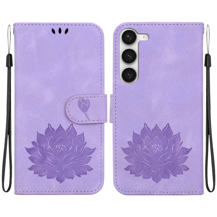 For Samsung Galaxy S23+ 5G Lotus Embossed Leather Phone Case(Purple) - HoMEdemic™ 