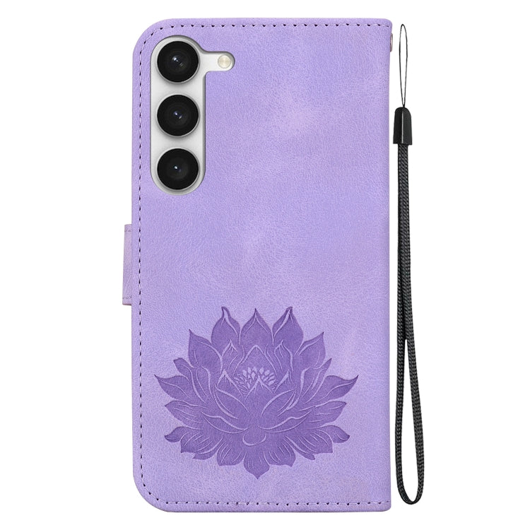 For Samsung Galaxy S23+ 5G Lotus Embossed Leather Phone Case(Purple) - HoMEdemic™ 