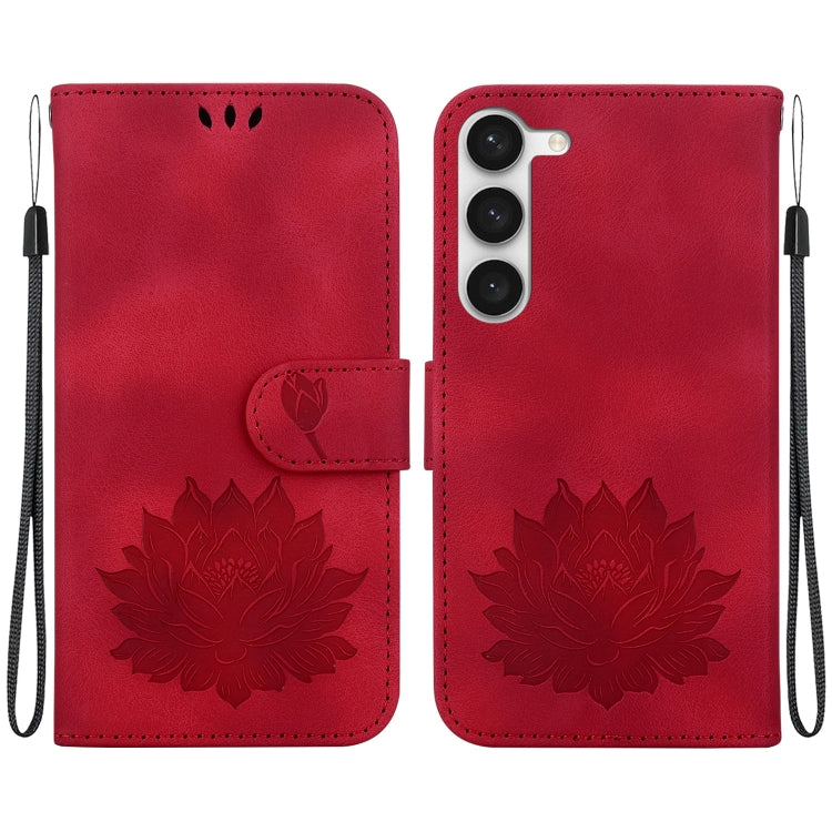 For Samsung Galaxy S23+ 5G Lotus Embossed Leather Phone Case(Red) - HoMEdemic™ 