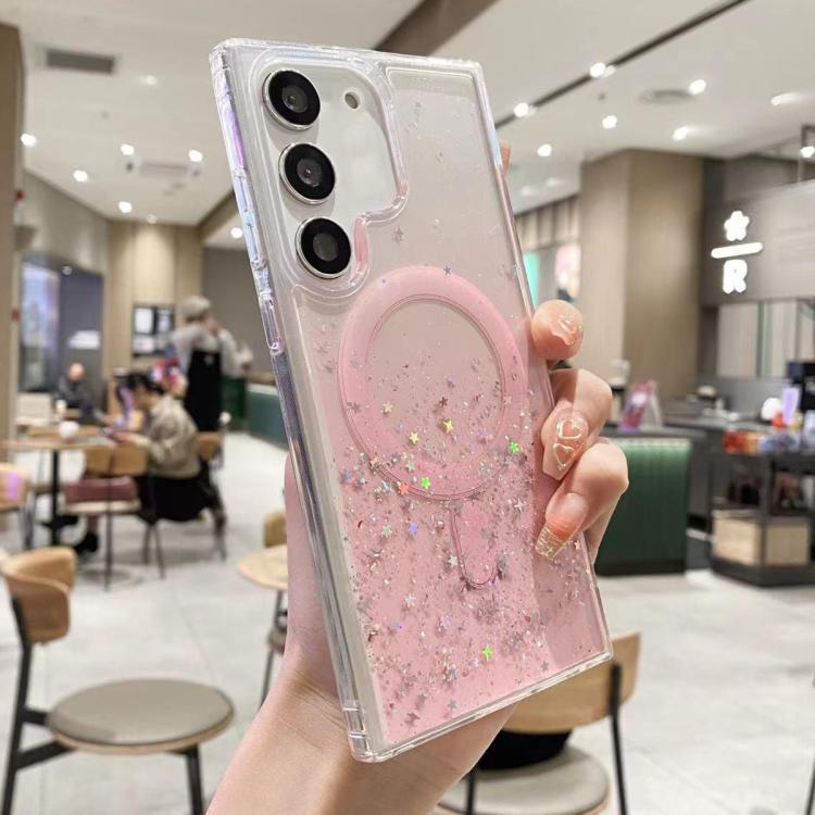 For Samsung Galaxy S23+ 5G MagSafe Glitter Hybrid Clear TPU Phone Case(Pink) - HoMEdemic™ 