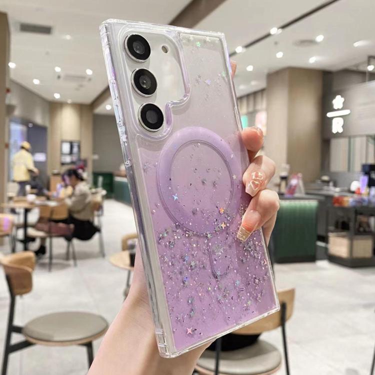 For Samsung Galaxy S23+ 5G MagSafe Glitter Hybrid Clear TPU Phone Case(Purple) - HoMEdemic™ 