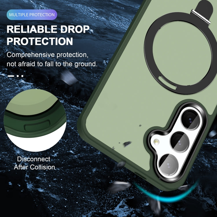 For Samsung Galaxy S23+ 5G MagSafe Holder Skin-feel PC Hybrid TPU Phone Case(Dark Green) - HoMEdemic™ 