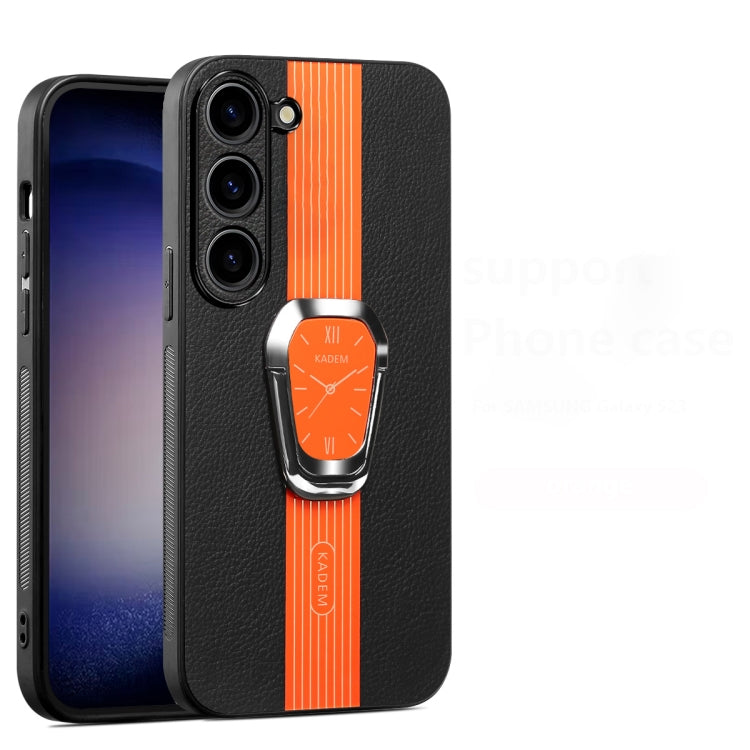 For Samsung Galaxy S23+ 5G Magnetic Litchi Leather Back Phone Case with Holder(Orange) - HoMEdemic™ 