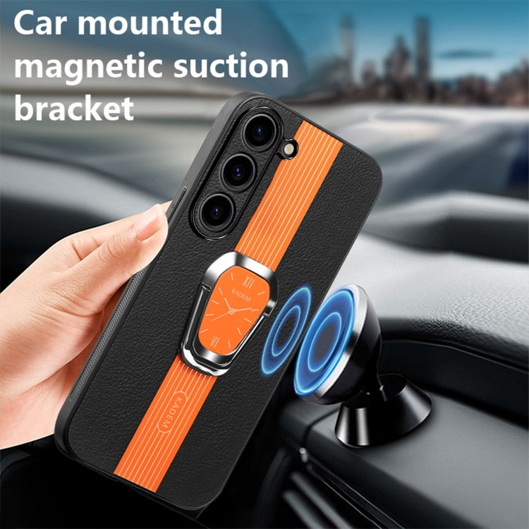 For Samsung Galaxy S23+ 5G Magnetic Litchi Leather Back Phone Case with Holder(Orange) - HoMEdemic™ 
