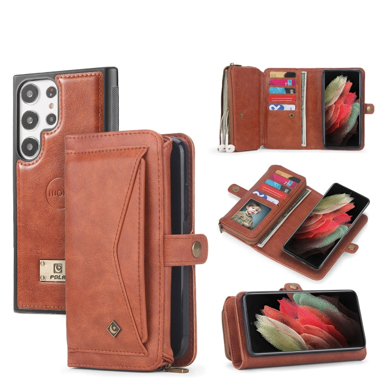 For Samsung Galaxy S23+ 5G Multi-functional Zipper Wallet Leather Phone Case(Orange) - HoMEdemic™ 