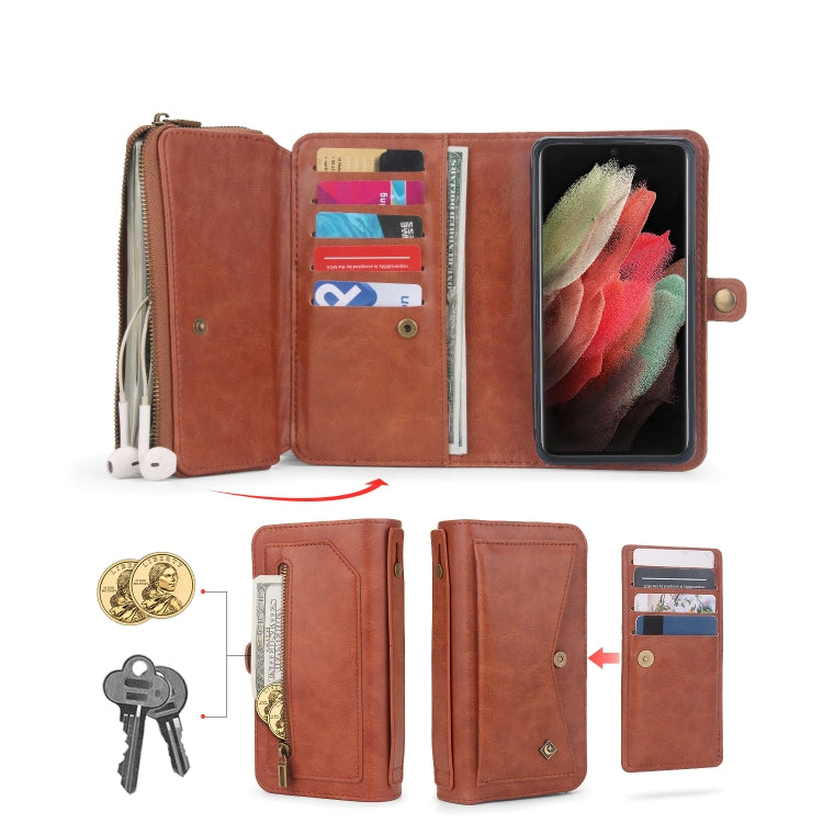 For Samsung Galaxy S23+ 5G Multi-functional Zipper Wallet Leather Phone Case(Orange) - HoMEdemic™ 