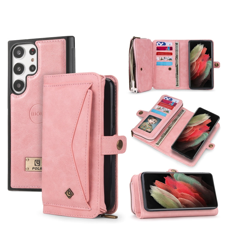 For Samsung Galaxy S23+ 5G Multi-functional Zipper Wallet Leather Phone Case(Pink) - HoMEdemic™ 