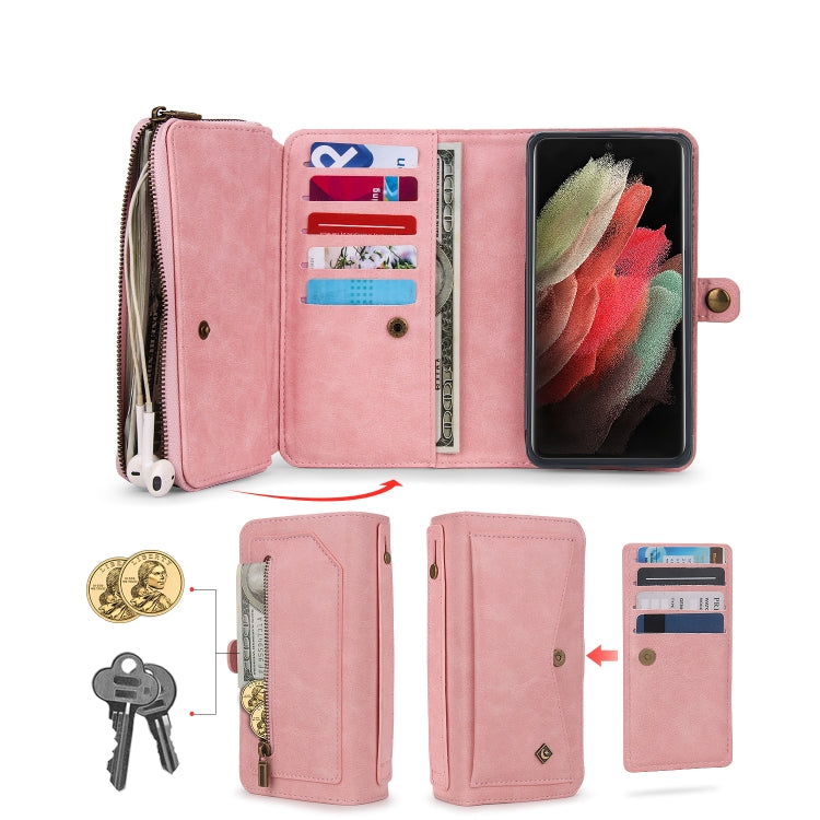 For Samsung Galaxy S23+ 5G Multi-functional Zipper Wallet Leather Phone Case(Pink) - HoMEdemic™ 