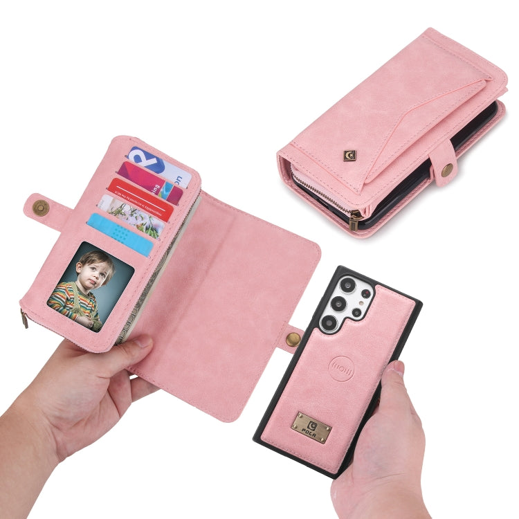 For Samsung Galaxy S23+ 5G Multi-functional Zipper Wallet Leather Phone Case(Pink) - HoMEdemic™ 
