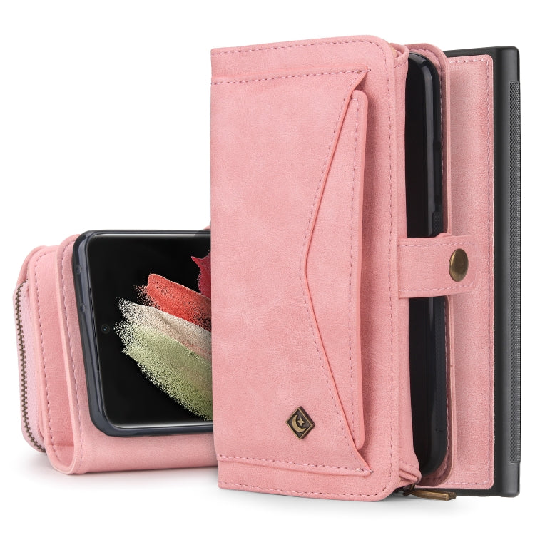 For Samsung Galaxy S23+ 5G Multi-functional Zipper Wallet Leather Phone Case(Pink) - HoMEdemic™ 