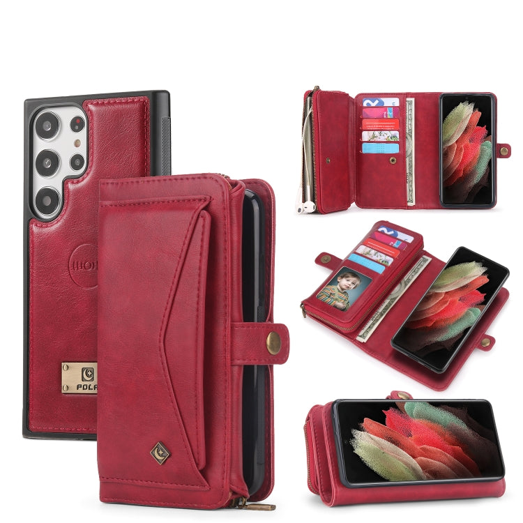 For Samsung Galaxy S23+ 5G Multi-functional Zipper Wallet Leather Phone Case(Red) - HoMEdemic™ 