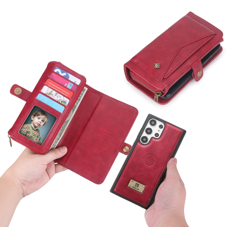 For Samsung Galaxy S23+ 5G Multi-functional Zipper Wallet Leather Phone Case(Red) - HoMEdemic™ 