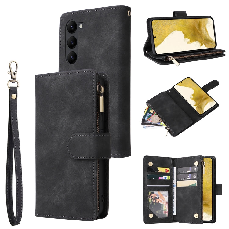 For Samsung Galaxy S23+ 5G Multifunctional Frosted Zipper Wallet Leather Phone Case(Black) - HoMEdemic™ 