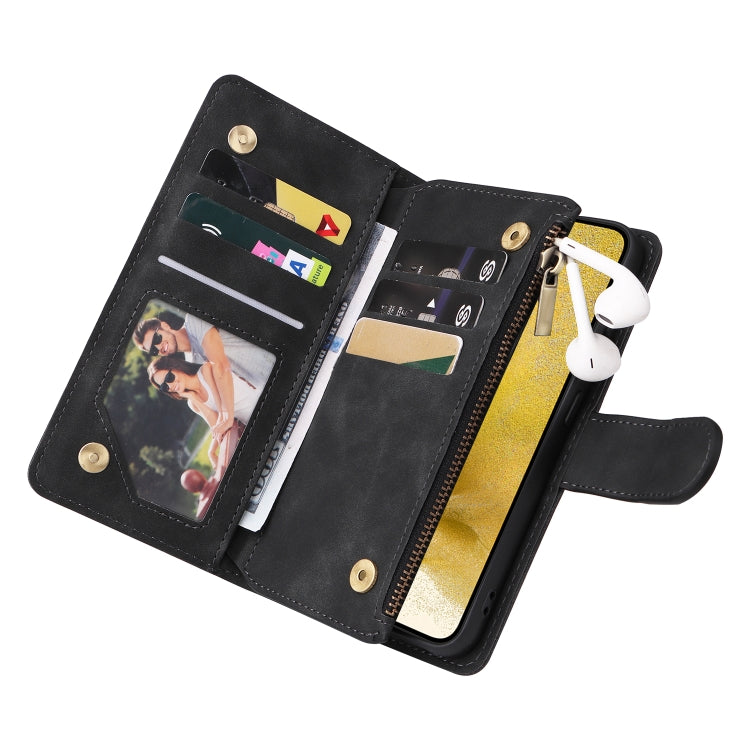 For Samsung Galaxy S23+ 5G Multifunctional Frosted Zipper Wallet Leather Phone Case(Black) - HoMEdemic™ 