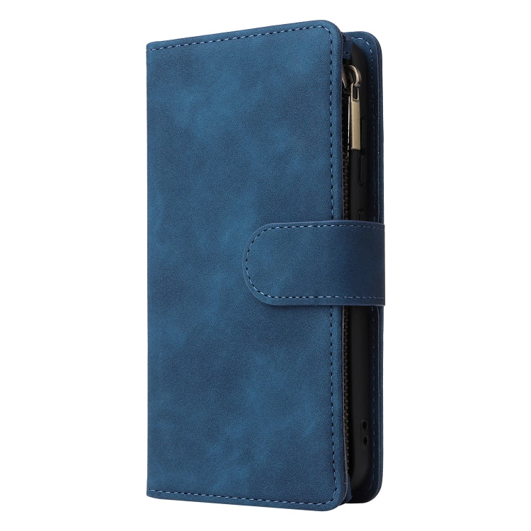 For Samsung Galaxy S23+ 5G Multifunctional Frosted Zipper Wallet Leather Phone Case(Blue) - HoMEdemic™ 