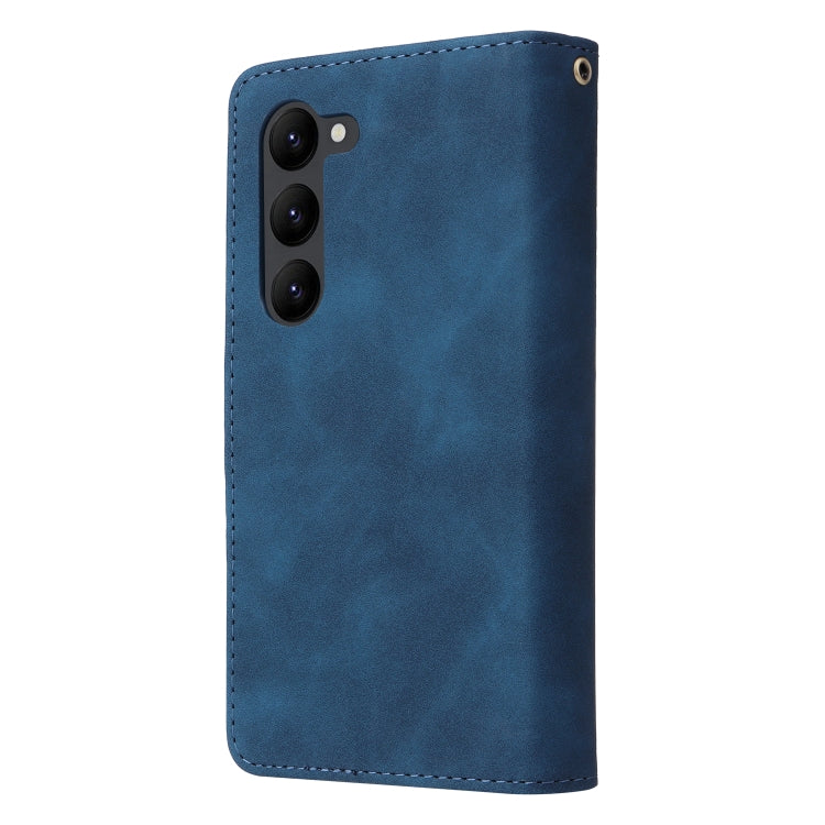 For Samsung Galaxy S23+ 5G Multifunctional Frosted Zipper Wallet Leather Phone Case(Blue) - HoMEdemic™ 