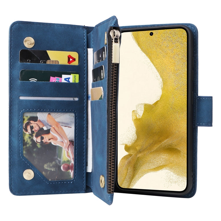 For Samsung Galaxy S23+ 5G Multifunctional Frosted Zipper Wallet Leather Phone Case(Blue) - HoMEdemic™ 