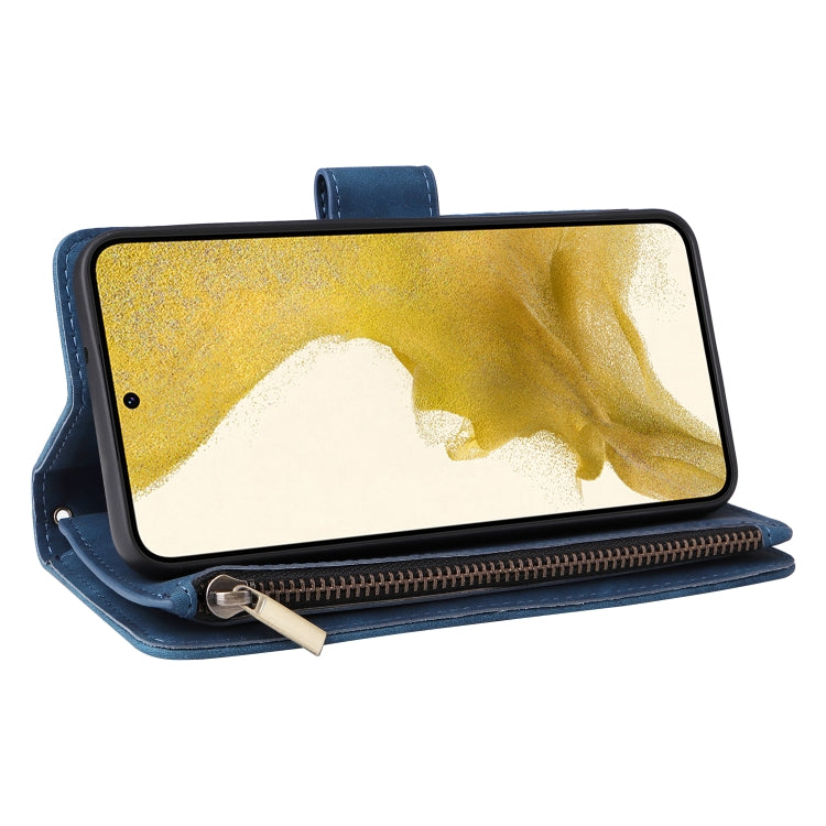For Samsung Galaxy S23+ 5G Multifunctional Frosted Zipper Wallet Leather Phone Case(Blue) - HoMEdemic™ 