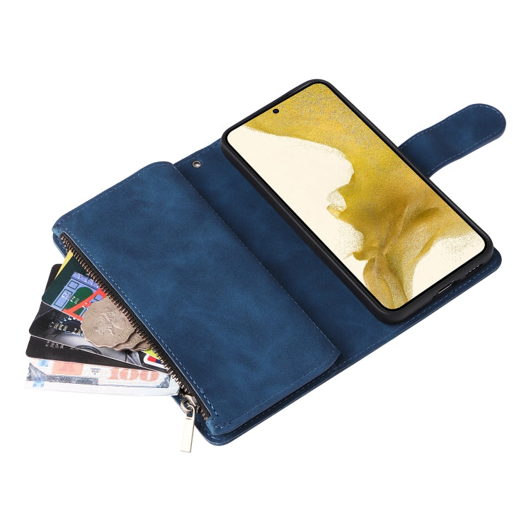 For Samsung Galaxy S23+ 5G Multifunctional Frosted Zipper Wallet Leather Phone Case(Blue) - HoMEdemic™ 